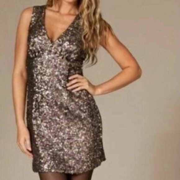 NWOT French Connection Bronze Sequin Dress - Picture 3 of 7